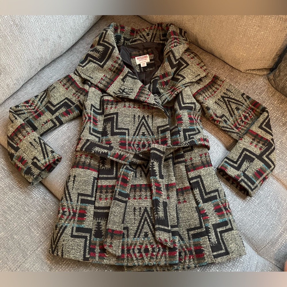 Mossimo Tribal Print Wool Wrap Coat Sz. Medium